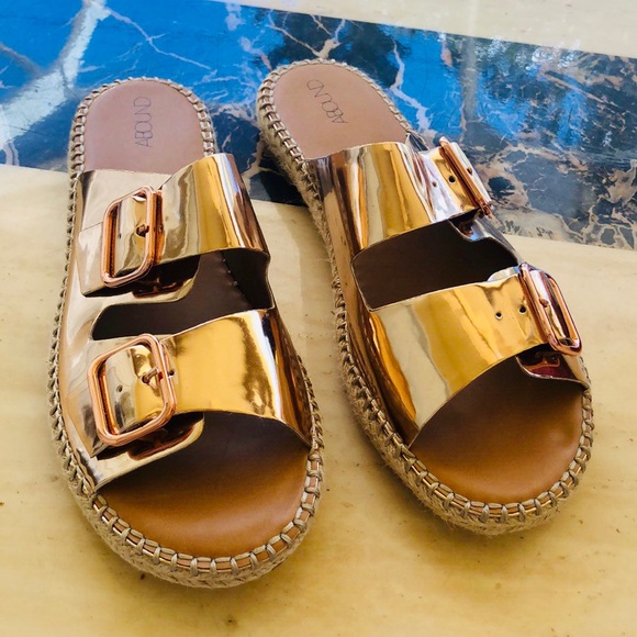 rose gold slip on sandals